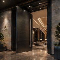 Porte d'entrée pivotante en aluminium de luxe surdimensionnée à isolation thermique avec quincaillerie allemande pour villa et manoir aux Émirats arabes unis, verre trempé certifié