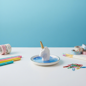 Support à bagues <span class=keywords><strong>Licorne</strong></span> <span class=keywords><strong>en</strong></span> céramique et porcelaine Hengfei, plateau de rangement pour bijoux, cadeau créatif pour femmes, filles, mariage, anniversaire, maison - Product Image 4