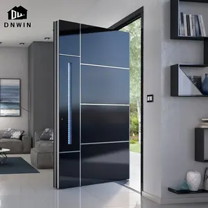 Puerta de seguridad de acero inoxidable con superficie de espejo frontal de estilo moderno con relleno de panel de panal de aluminio dentro de las puertas de entrada