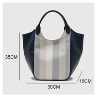 Sac fourre-tout en cuir PU avec imprimé rayures verticales, grand sac à main pour femme, sac à bandoulière décontracté pour tous les jours, logo personnalisé