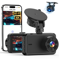 Caméra embarquée WiFi 4K avec écran 3 pouces, double objectif grand angle 170°, vision nocturne, étanche, contrôle par application, enregistreur vidéo de voiture DVR, capteur G