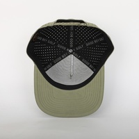 사용자 정의 남성 5 패널 PVC 패치 로고 육군 녹색 플랫 챙 Gorras 스냅백 캡, 방수 레이저 컷 구멍 천공 모자