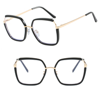Nouvelles lunettes à la mode pour dames Anti lumière bleue Orange marron Floral grand carré alliage d'or 2025