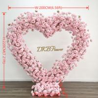 Arche de mariage artificielle DKB en roses roses, 8 pieds, arrangement floral en soie, roses et hortensias pour la décoration de mariage