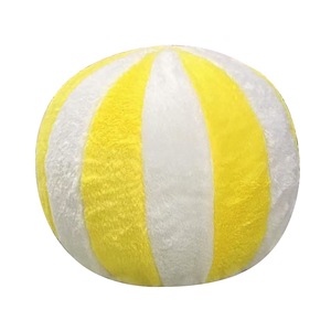 Xmas Gift Teddy Fleece Ball Shaped Red & White Christmas <b>Throw</b> Pillows Decorative Peppermint Pillow - Product Image 2