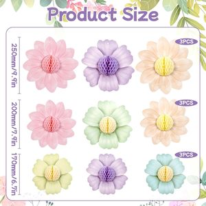 DAMAI <b>Spring</b> Colorful Flower Honeycomb <b>Decorations</b> Hawaiian Paper Floral Hanging Pendants for Birthday <b>Spring</b> Party Supplies - Product Image 4
