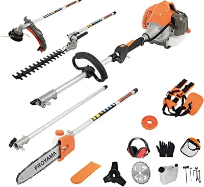 42.7cc 5 in 1 Multi Functional Grass Brush Cutter,Gasoline Hedge Trimmer,Weed Wacker Eater,Pole Saw,Whipper Snipper