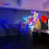 Future Performance LED Dragon Dance Costume Lion Dance Props for Performance 1 Piece Adults Golden Luminous Men's Sets Dj