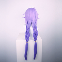 Wig Rambut Sintetis Tahan Panas Warna Biru Ungu Muda Model Gelombang Kecil Panjang Bailu Honkai Star Rail untuk Cosplay