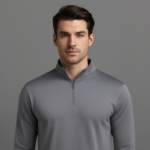 Pull de performance sportif personnalisé pour hommes, respirant, séchage rapide, élastique, à manches longues, fermeture éclair, imprimé d'été, pull de golf à quart de fermeture éclair - Product Image 1