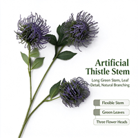 Buket Bunga Thistle Plastik Simulasi Tinggi Buatan Tangan untuk Dekorasi Bunga Pernikahan, Thanksgiving, Hari Valentine, Wisuda