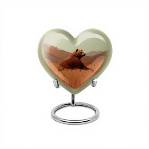 Venta caliente oso corazón cremación adulto urna para cenizas humanas decorativa grande urna conmemorativa con soporte y bolsa de terciopelo gratis - Product Image 1