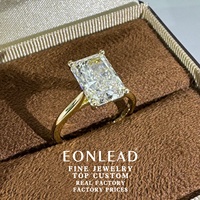 Bague de fiançailles solitaire personnalisée en or 9K 10K 14K 18K ou platine PT950 avec diamant de laboratoire taille radiant 3 carats VVS2 et tige torsadée à 4 griffes