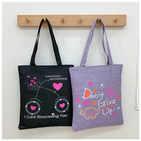 Sac à bandoulière en toile de lin et polyester avec fermeture éclair, style dessin animé, fourre-tout tendance pour femmes et étudiantes, polyvalent, couleur bonbon, pour le shopping