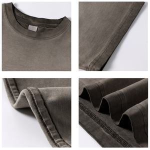 Camiseta Corta TKAN627D, Estilo Nuevo, 100% Algodón, Lavada, Holgada, Personalizada, Moda Urbana para Hombre, Talla Grande, Estilo Desgastado - Product Image 4