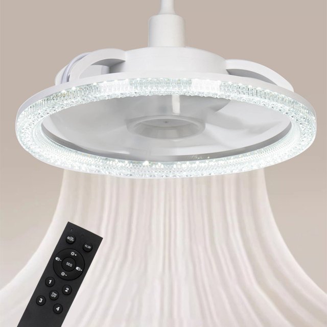 E27 Swivel Socket Triple Color Remote Control Adjustable Speed Ceiling Fan Light Energy Saving LED Bedroom Fan Lamps