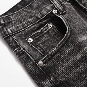 Jeans da <span class=keywords><strong>Uomo</strong></span> Stile American Street Personalizzati, Gamba Dritta e Svasata, in Denim di Cotone Lavato Vintage, Stile Hip Hop Streetwear - Product Image 4