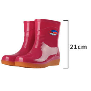 Bottes de pluie en caoutchouc à coupe basse et doublure en peluche multicolore pour femmes Bottes de jardin Bottes de pluie pour femmes - Product Image 3