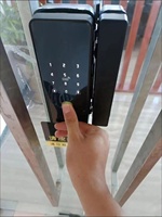 Serrure numérique intelligente TUYA pour porte coulissante en verre, contrôle par application, pour bureau et maison, en alliage d'aluminium, avec carte IC et Wi-Fi