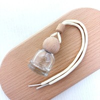 Diffuseur de voiture rond de luxe avec bouchon couronne, flacon de parfum en verre dépoli transparent dégradé 11,5 ml, couvercle en bois naturel gravé, cordon