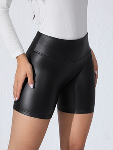 شورت مثير من الجلد الصناعي بخصر عالٍ-شورت للتحكم في البطن ورفع المؤخرة بنطال ساخن للنساء-شورت نسائي من الجلد الصناعي مطاطي شورت للمؤخرة - Product Image 4