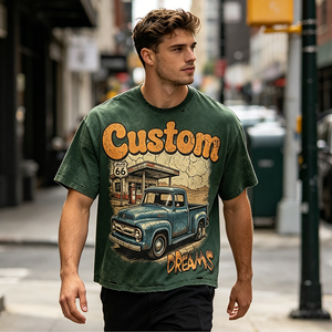 T-shirt court pour homme en coton 100% de haute qualité, coupe ample, style streetwear vintage délavé à l'acide, personnalisé par un fabricant de vêtements urbains - Product Image 3