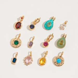 Collar con colgante de 12 piedras de nacimiento de acero inoxidable, cadena suelta básica DIY, con circonita, protección de color oro de 18K, fabricado al vacío en horno - Product Image 3