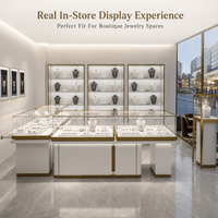 Vitrine à bijoux moderne de luxe en verre trempé avec éclairage LED, meuble de présentation haut de gamme pour la vente au détail