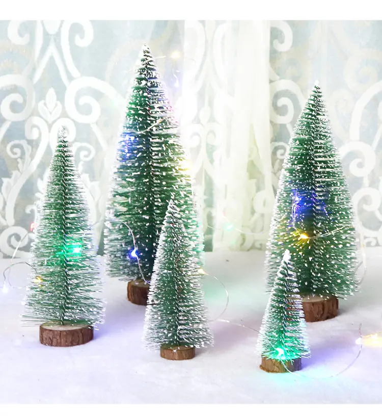 2023 Neues Design Mini Sisal Flaschen bürste Bäume Modelle Miniatur Weihnachts bäume Mini Arvore de Natal Mini-Arbol de Navidad