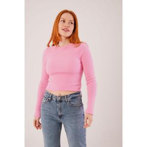 Suéter de Mohair Rosa Esponjoso para Mujer, Tejido de Punto, Cuello Redondo Informal, Talla XS, Estampado Maxi, Venta al por Mayor para Damas y Chicas - Product Image 6