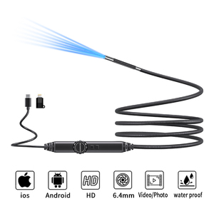 6.4mm 8LED Industrial Endoscope Camera IP67 Waterproof Articulating Borescope with 1080P HD Screen for <b>Pipe</b> & Sewer Inspection - Product Image 1