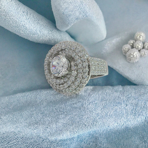 18K oro sólido NGTC certificado remolino Halo diamante anillo punta ajuste laboratorio cultivado diamante racimo lujo boda joyería - Product Image 1