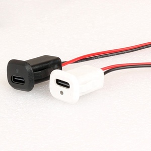 Panel Mount USB C Female Connector With LED Indicator Snap In USB-C To 2 Pin Open Wires Power Cable Charger Port