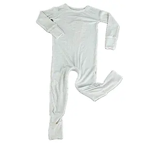 New Design Unisex Zipper Baby Romper 95% Bamboo 5% Spandex Long Sleeve Ribbed U-Shaped Zipper Onesies Baby Clothes For Summer