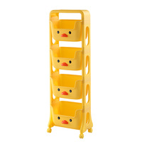Organisateur de jouets en plastique en forme de canard, chariot à collations et étagère de rangement multi-niveaux mobile pour salon et chambre