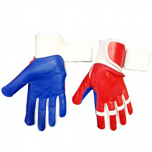 Guantes de Entrenamiento de Béisbol de Cuero Vacuno Suave Profesionales SAAR INDUSTRIES, Colores Rojo/Azul/Blanco, Puño Largo, Tamaños Personalizables - Product Image 1