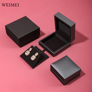 Eco-Friendly Custom Logo Black Paper and Velvet Jewelry <b>Box</b> for Ring <b>Earring</b> Necklace Bracelet Wedding <b>Gift</b> Packaging - Product Image 5