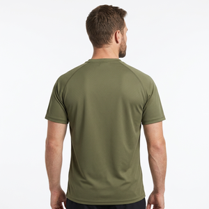<b>Men's</b> Olive <b>Green</b> Short Sleeve Quick Dry <b>T</b>-<b>Shirt</b> Regular Fit Casual O-Neck Solid Color Knitted Polyester <b>Shirt</b> - Product Image 4