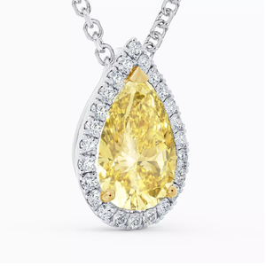 Collier pendentif ethnique de mariage en or blanc 14 carats avec diamant de laboratoire fantaisie taille poire et halo, clarté VVS, de la marque RATAN JEWELS - Product Image 1