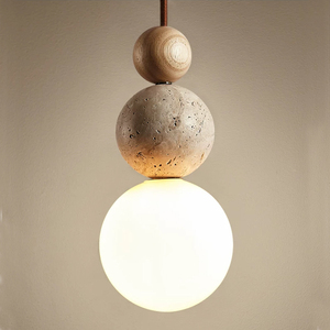 Luminaire suspendu moderne en pierre naturelle, bois et boule de verre pour <span class=keywords><strong>la</strong></span> maison et les cafés - Product Image 5
