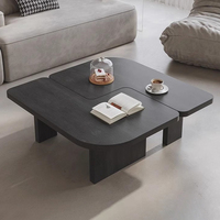 Table basse rotative en MDF de style Mid-Century Modern, design modulaire irrégulier créatif, finition noyer, pour petits appartements