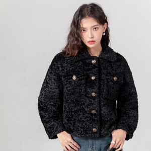 Manteau d'hiver pour <span class=keywords><strong>femme</strong></span>, style mignon et décontracté, en polyester, avec boutons et col à revers, chaud - Product Image 2