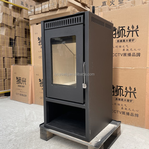 Chimenea de acero interior moderna Shimi, inserto de estufas de chimenea verticales para uso en sala de estar, Material de madera - Product Image 5