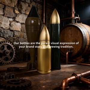 Bouteille en verre en forme de missile de haute qualité personnalisée avec bouchon à vis imprimé à l'écran <span class=keywords><strong>Baijiu</strong></span> Whisky Vodka Liqueur Tequila Brandy 500ml - Product Image 2