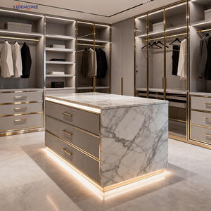 Système de garde-robe walk-in gris moderne personnalisé | Meubles de chambre à coucher de luxe personnalisation complète de la - Product Image 4
