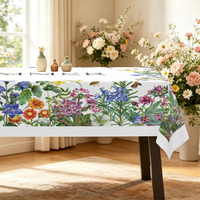 Nappe imprimée motifs floraux sauvages et vives pour l'été, prix d'usine, idéale pour restaurants et événements extérieurs