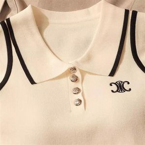 Débardeur en maille à col polo pour <span class=keywords><strong>femme</strong></span>, coupe ajustée, <span class=keywords><strong>brodé</strong></span>, <span class=keywords><strong>sans</strong></span> manches, pour l'été, style décontracté, viscose/polyester respirant - Product Image 6