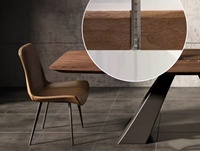 Ensemble de table à manger contemporaine en bois MDF nordique, plateau extensible en marbre, finition noyer, 8 personnes, appartement, maison, hôtel, mobilier de maison