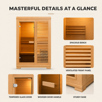 Ploutara Sauna hybride électrique d'intérieur en bois de cèdre à grain vertical, 15 min de chauffe rapide, bien-être biohacking, sur mesure, pour coin