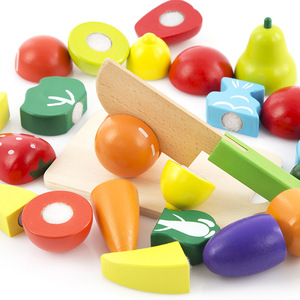 Juego de cortar frutas de madera con cuchillo y tabla para niños de 2 a 4 años, juguete unisex de simulación de comida de cocina - Product Image 2